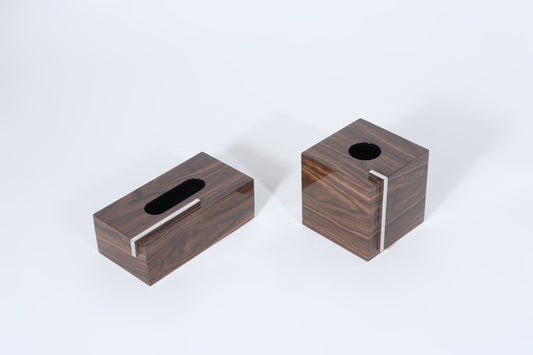 Brown Mdf & S/S Steel Tissue Box