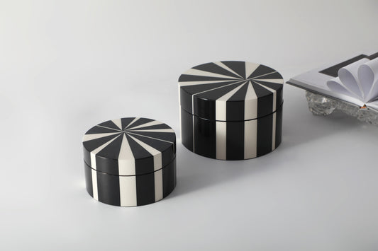 BLACK & WHITE MDF PIANO LACQUER STORAGE BOX