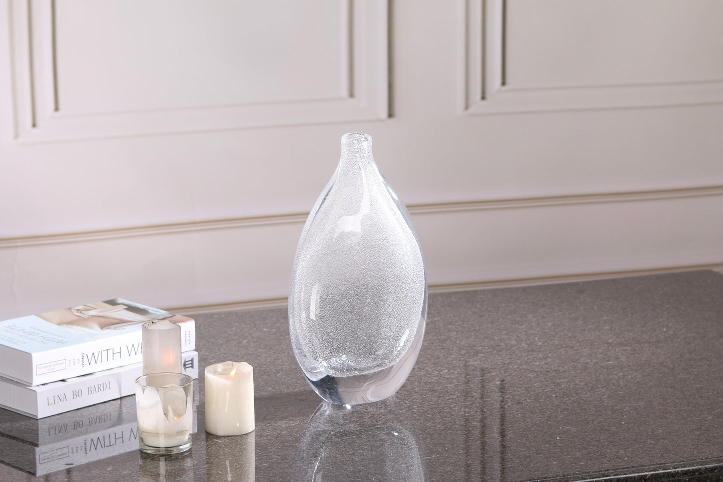 TRANSPARENT HAND-MADE GLASS VASE