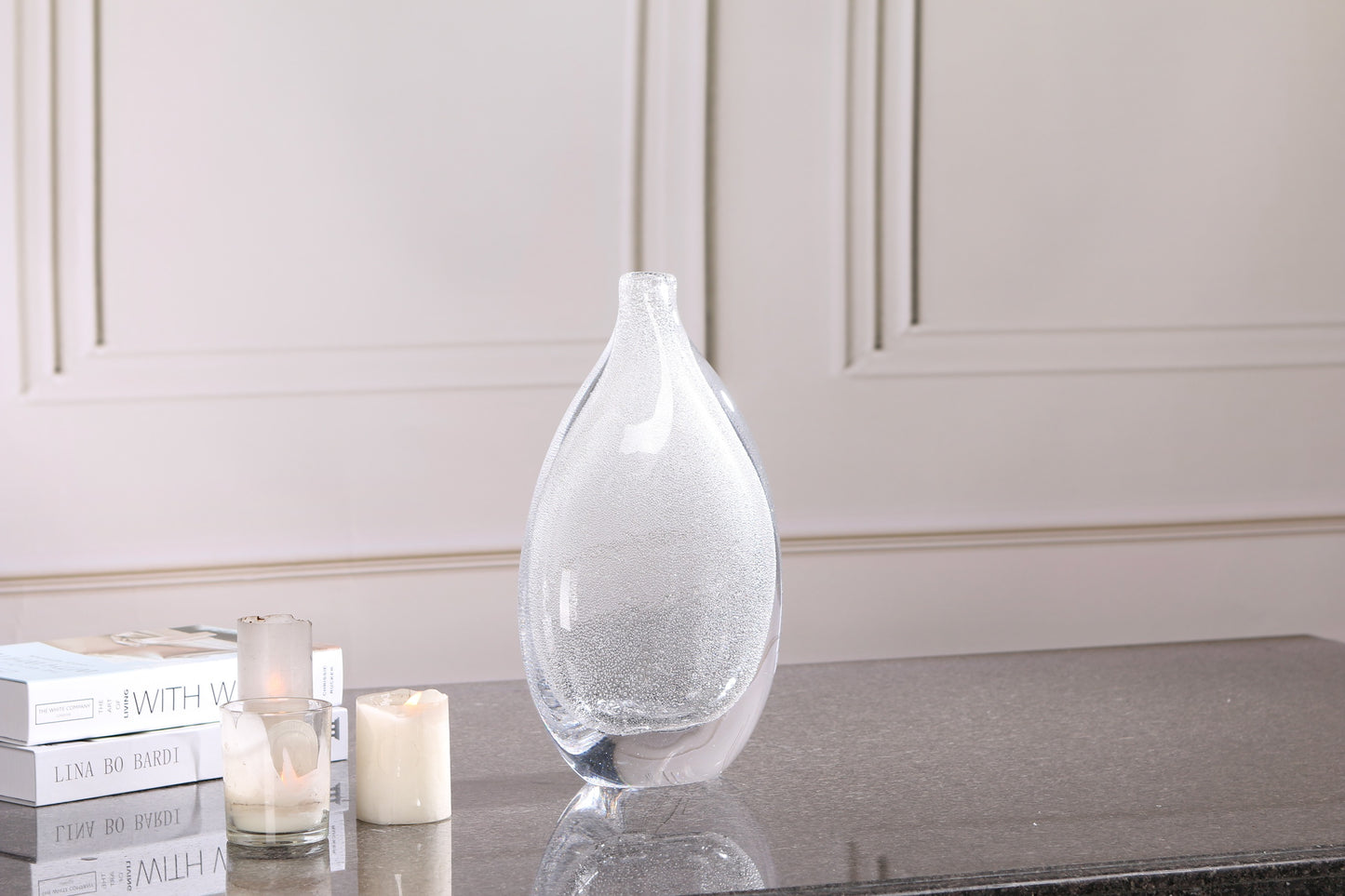 TRANSPARENT HAND-MADE GLASS VASE