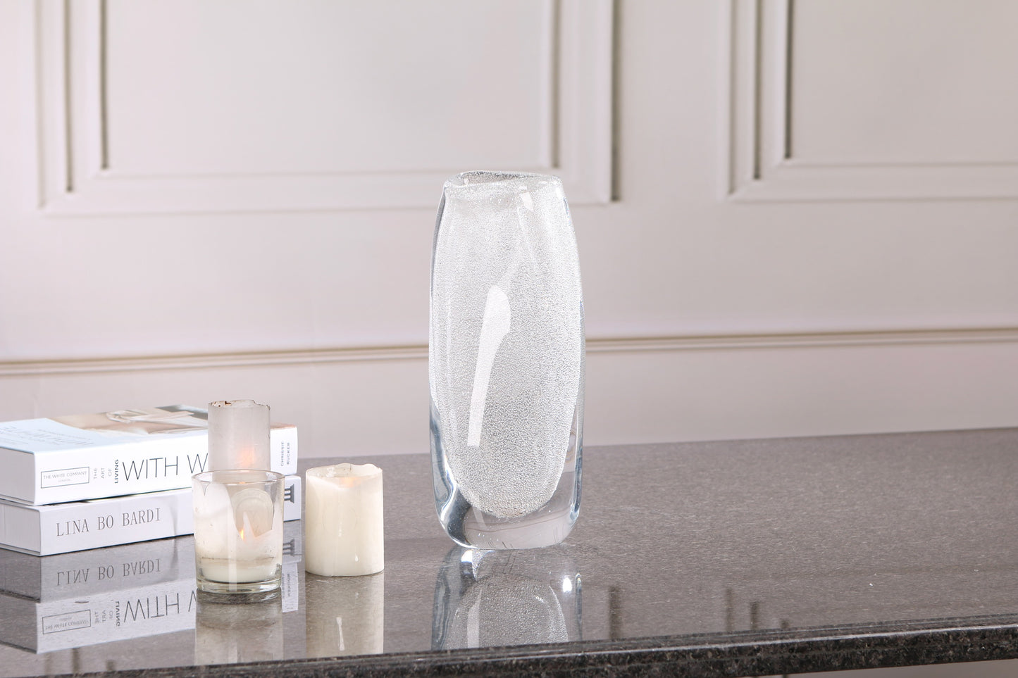 TRANSPARENT HAND-MADE GLASS VASE