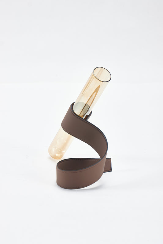 Pu Leather & Glass Stylish Tube Vase