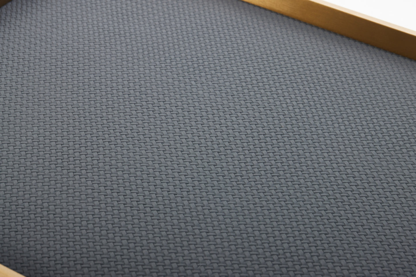 Dark Grey & Brushed Gold Pu Leather & S/S Steel Rectangular Decorative Tray