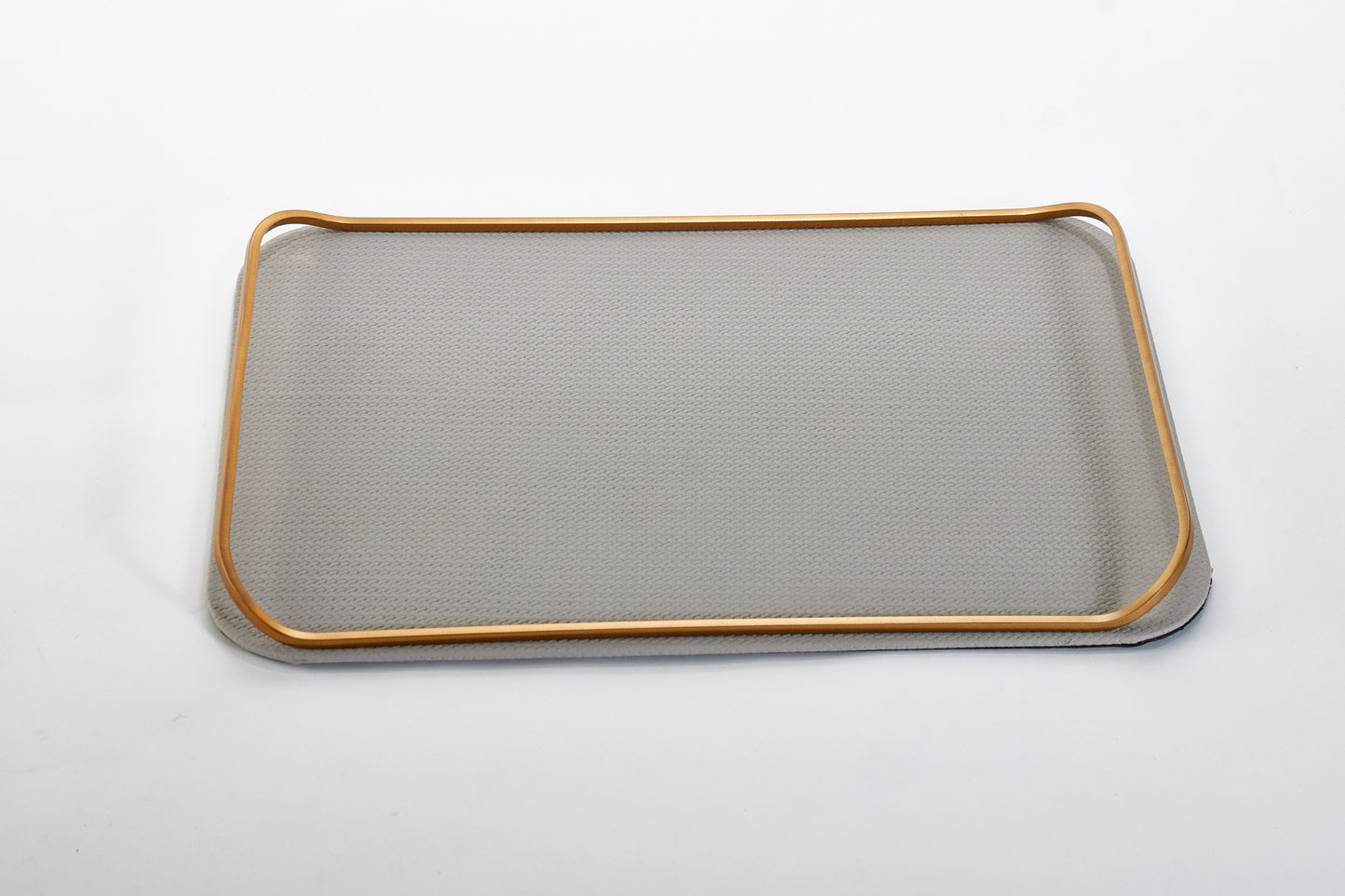 Grey & Brushed Gold Pu Leather & S/S Steel Leather Tray