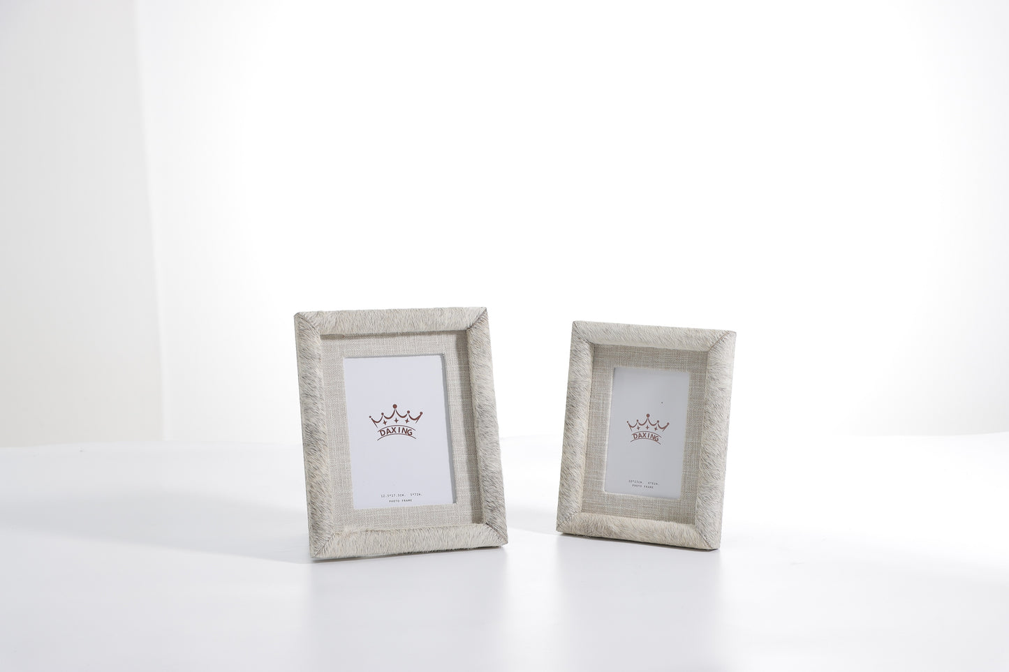 GREY HORSE HAIR & FABRIC & MDF & GLASS PICTURE FRAME