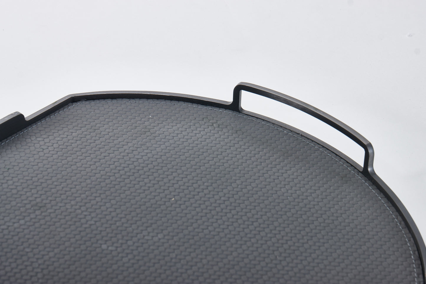 Dark Grey & Gun Metal Pu Leather & S/S Steel Oval Tray