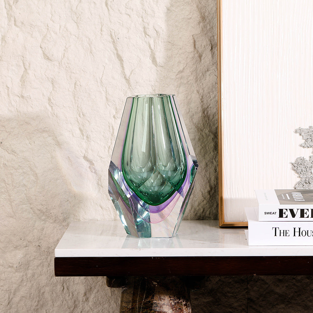 GREEN HAND-MADE GLASS VASE