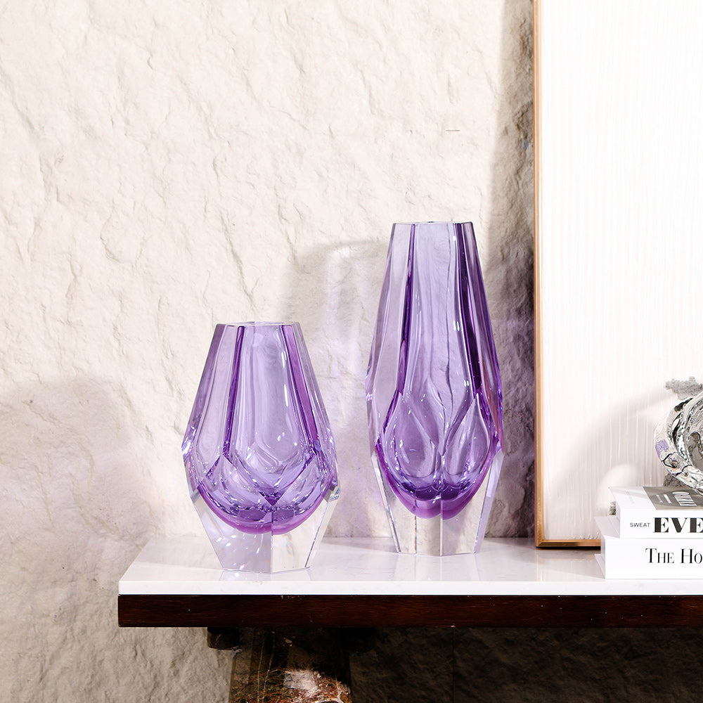 PURPLE HAND-MADE GLASS VASE