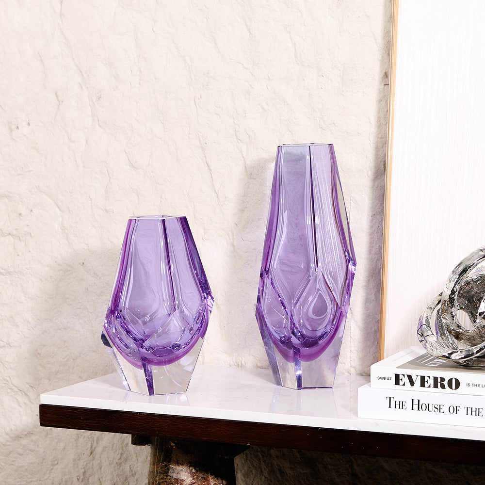 PURPLE HAND-MADE GLASS VASE