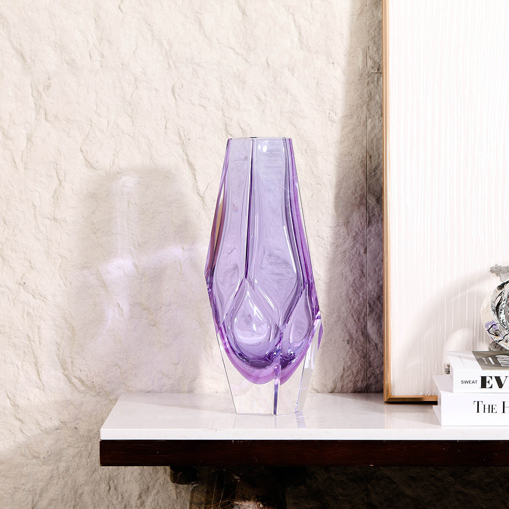 PURPLE HAND-MADE GLASS VASE