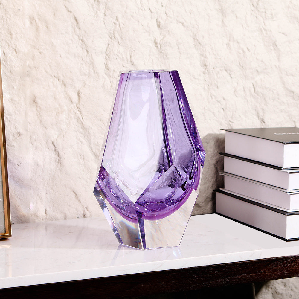 PURPLE HAND-MADE GLASS VASE