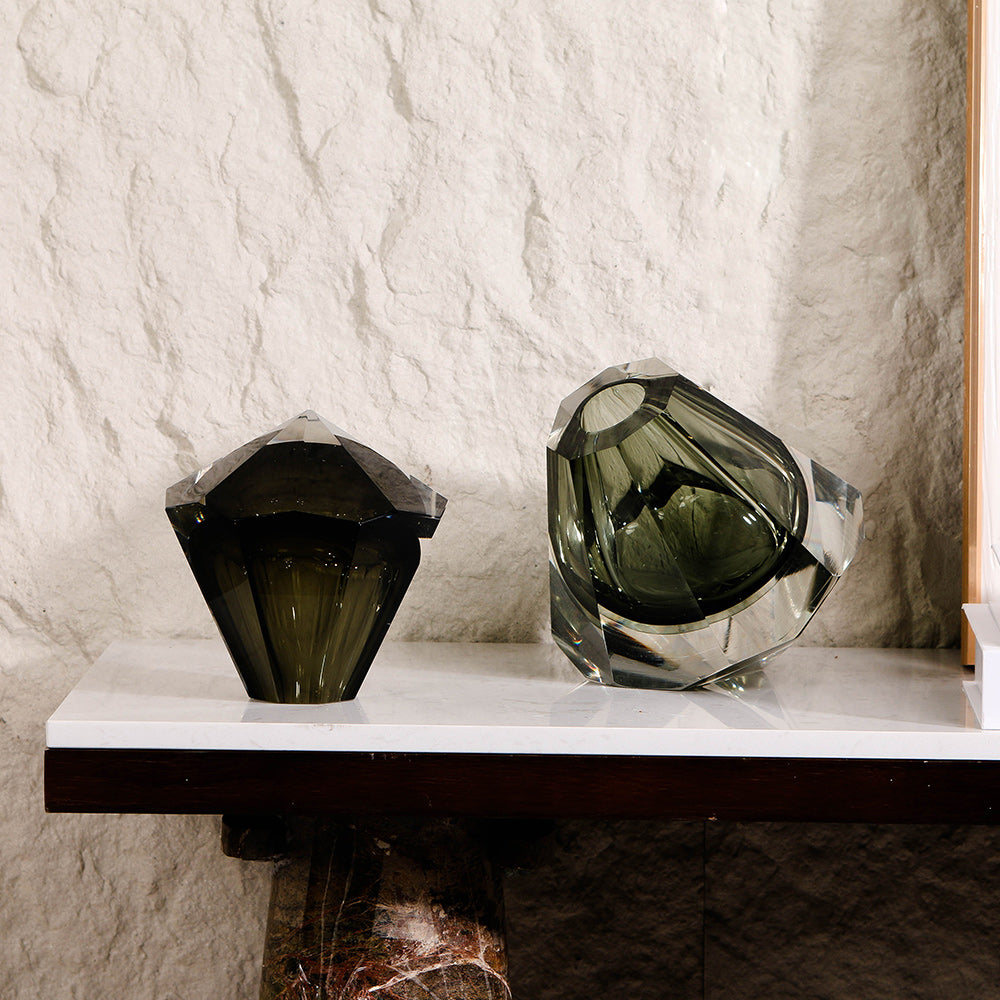 CHARCOAL HAND-MADE GLASS VASE