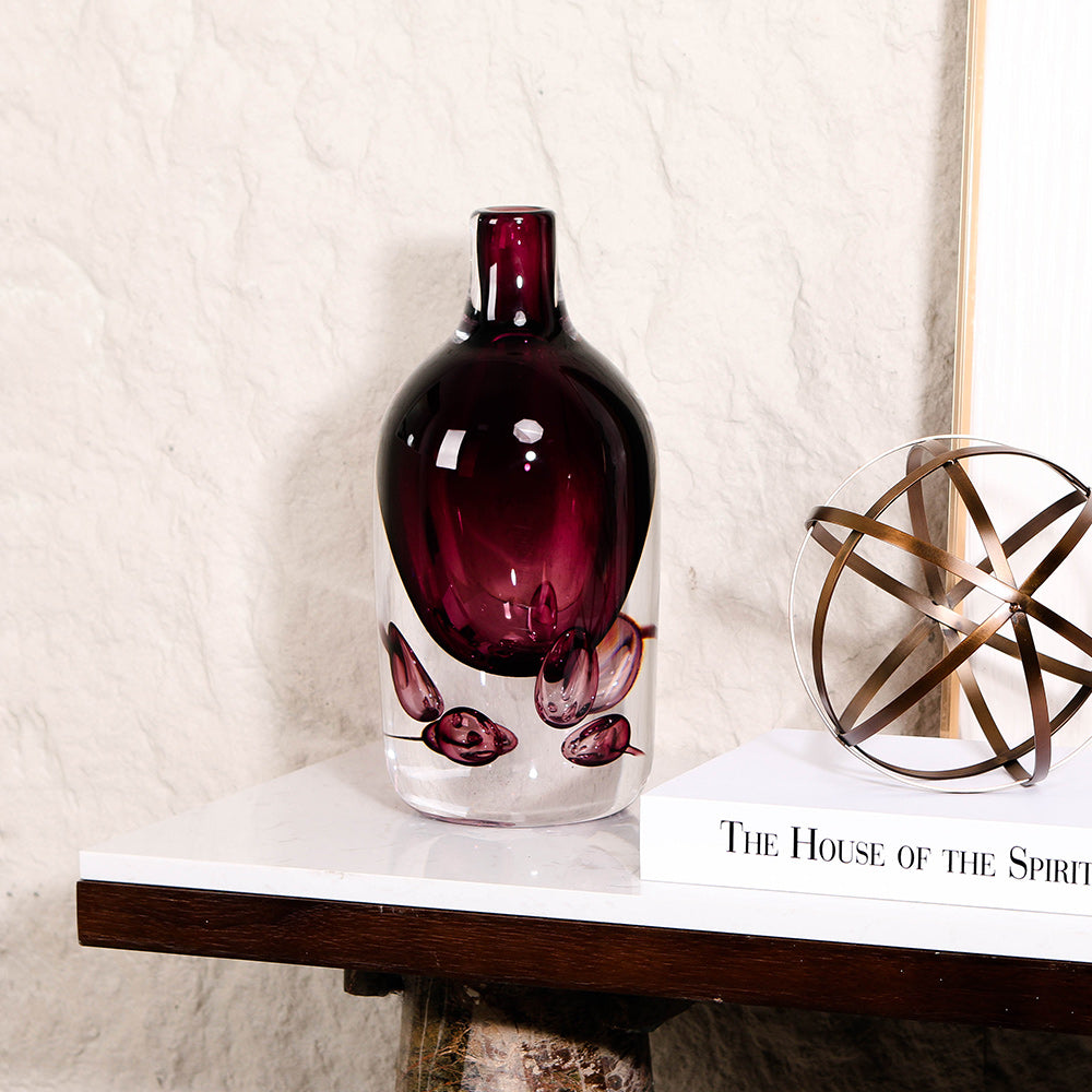 MAROON HAND-MADE GLASS VASE