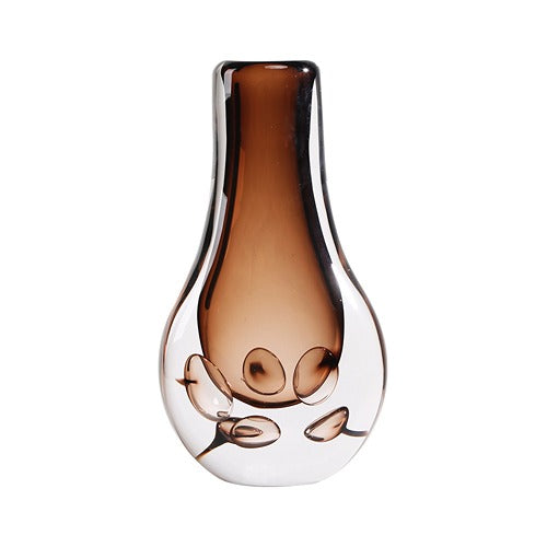 LIGHT BROWN HAND-MADE GLASS VASE