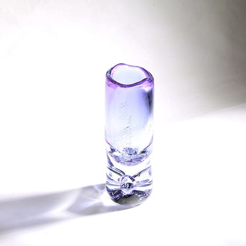 PURPLE CYLINDRICAL HAND-MADE GLASS VASE