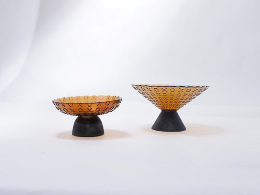 BROWN GOBLET GLASS FRUITS PLATE